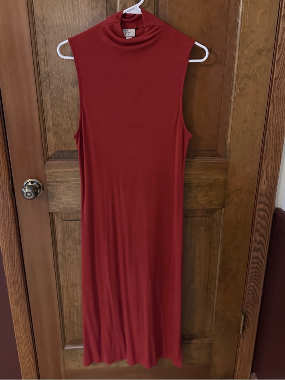 a new day Sleeveless Mock Neck Midi Dress - Redish Orange